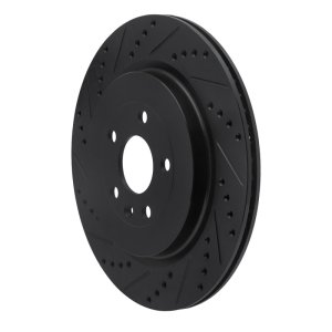 Ford Police Interceptor Sedan Brake Rotor (1) - Rear Left - R1 Concepts - Drilled & Slotted - Black - `13-`19